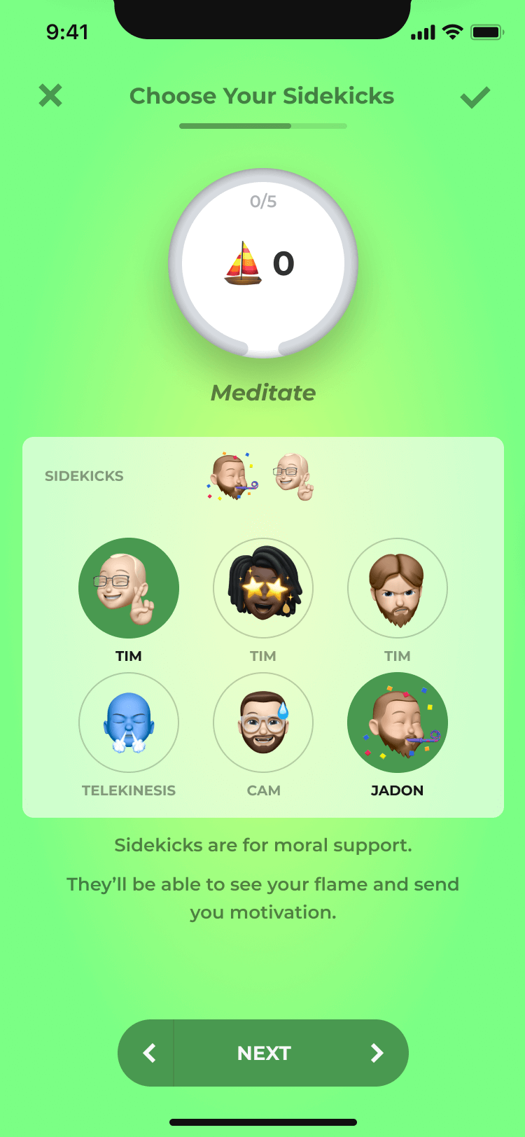 Flames habit creation flow, screen 3
