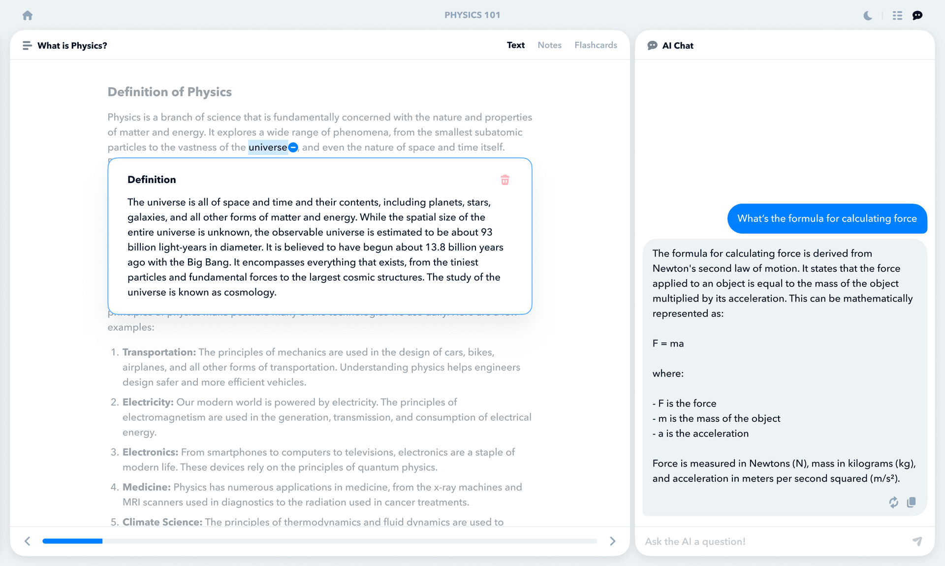 Learning platform showing annotation